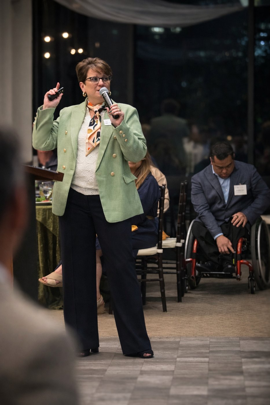 A Bright Futures board member speaking at a Foundation event.